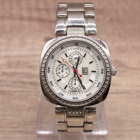 NY&C Chronograph Watch Womens Silver Tone Stainless Steel Classic Singapore Movt - Picture 1 of 10